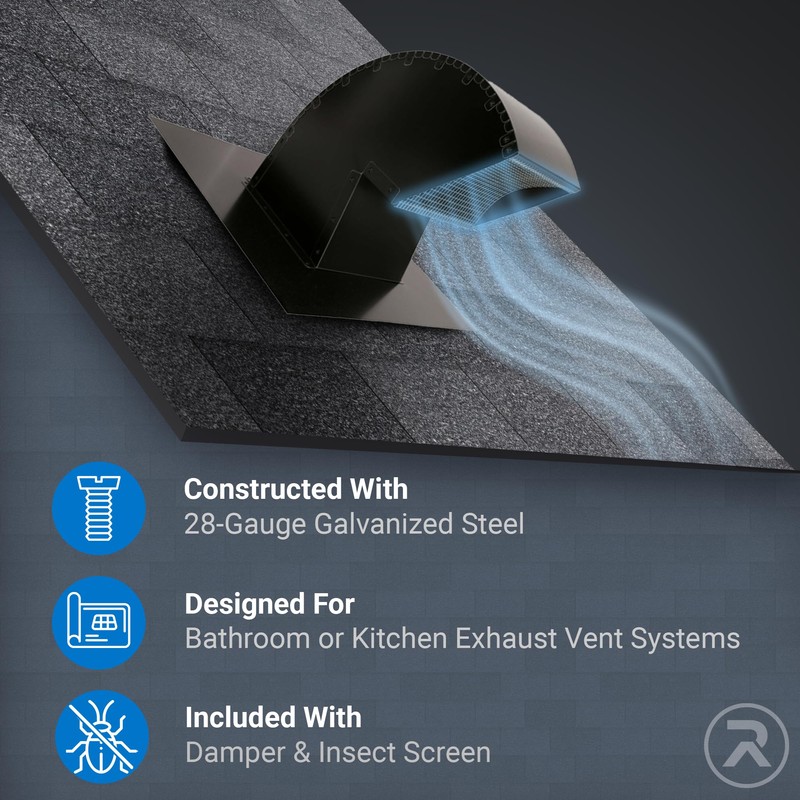 Goose Neck Exhaust Roof Vent (with Extension, 6 Inch)