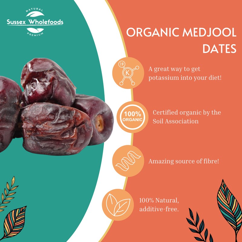 Sussex Wholefoods Organic Medjool Dates 250g - Premium Quality, Delicious,