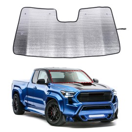 Foldable Windshield Sunshade with Suction Cup Compatible with Toyota Tacoma 2024 2025 2026, Custom-fit Windshield Reflective Sunshade