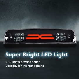 PIT66 LED Bar 3rd Brake Light, Compatible with 2009-2017 Dodge Ram 1500 2500 3500 X Type High Mount Stop Light Rear Tail Cargo Lamps Smoked Lens Black Housing