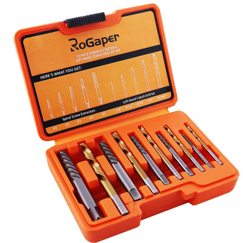 ROGAPER Screw Extractor and Left Hand Drill Bits Set, Bolt