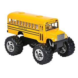 KinsFun 5" Monster School Bus Die Cast Metal Model, Pullback Action Toy Monster Truck