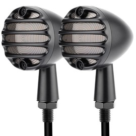 Eagwinger Motorcycle Rear Turn Signals and Brake Light LED Universal Grille Style Indicators for Cruiser Tourings Café Racer Bobber Chopper Motorbikes (Black)