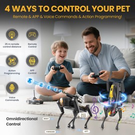cxjoigxi Smart Robot Dog, Interactive STEM Robot Pet Toy with Blaster, Voice & Remote Control, App Programming, 30+ Actions, Bionic Walking, Robotic Dogs Birthday Gifts for Kids Boys Age 6+