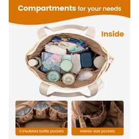 LOVEVOOK Diaper Bag Tote Large Baby Bag for Mom Hostipal and Travel Diaper Tote for Baby Boy with Pacifier Case Changing Pad