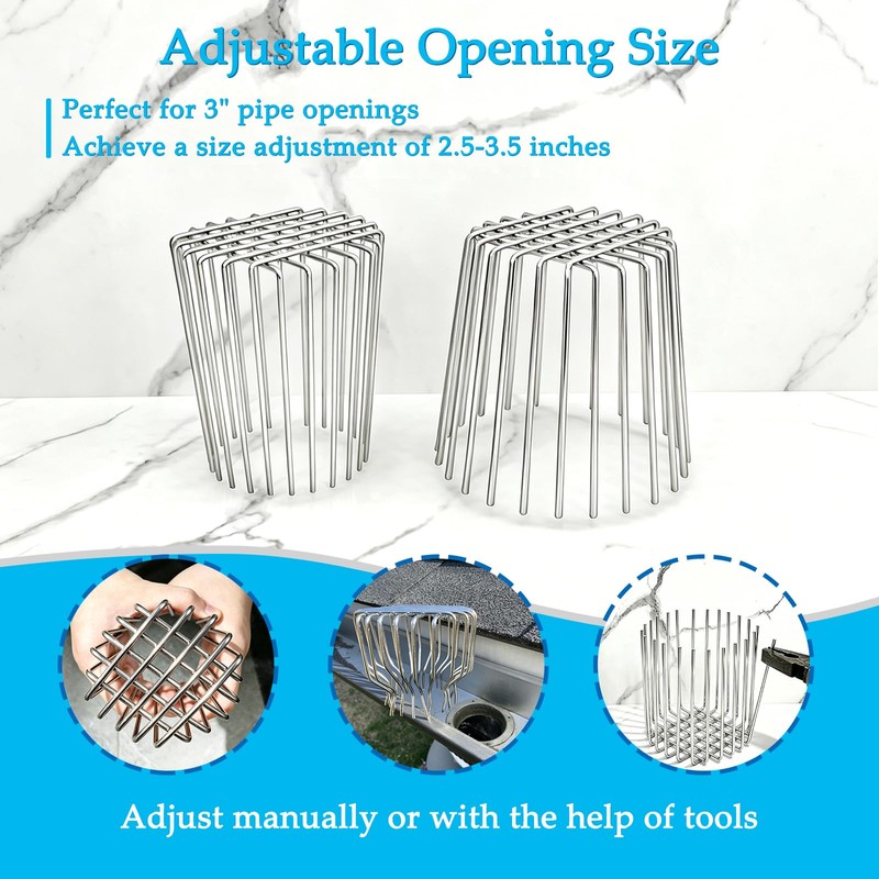 Y-YUEMY 4 Pack Gutter Downspout Guard Stainless Steel, Fits 3"