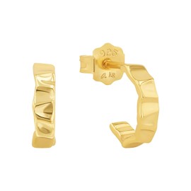 Amor Women's Creole Earrings 925 Sterling Silver 1 cm Gold Comes in Jewellery Gift Box 2032791, Silver, No Gemstone