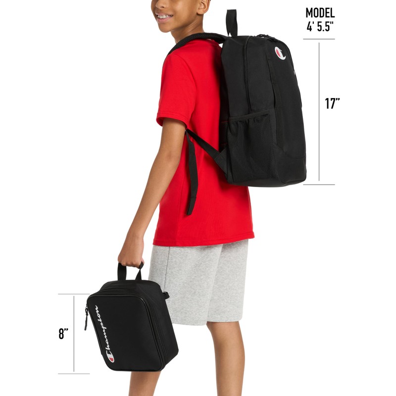 Champion Mode Lunch Kit & Backpack Combo, Black, One Size