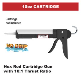 Albion Engineering H10XD Viper Line Manual Barrel Cartridge Caulking Gun with Hex Rod, No Drip, 1/10 Gallon (10 oz), 10:1 Drive