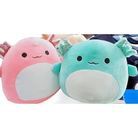 Unbranded Axolotl Animal Squishy Plush Toy 8 inch Boy and Girl 2 Pack Squish Pillows New.