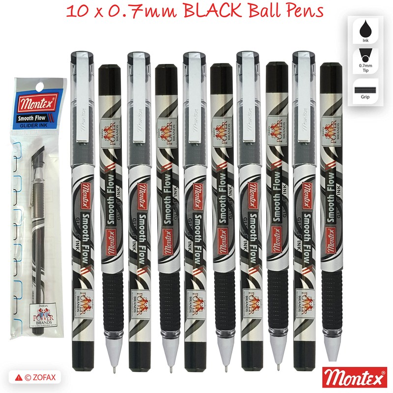 Montex 10 x 0.7mm Steel Tip Smooth Flow Ball Pen