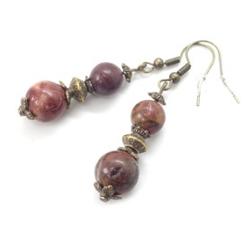 Picasso Jaspis Perlenohrringe und antike Bronzeperlen