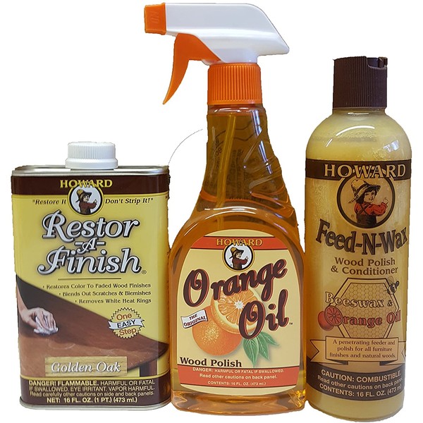 Howard Complete Wood Restoration Kit, Clean, Protect, and Restore Wood Finishes, Wood Floors, Kitchen Cabinets, Wood Furniture -- Maple Pine