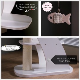 SHENGOCASE Modern Stylish 52.4 inches Tall Wooden Cat Tree Tower, Aesthetic Cat Condo Ladder with 5-Level Big Perch Platform Bed for Window Large Scratching Post