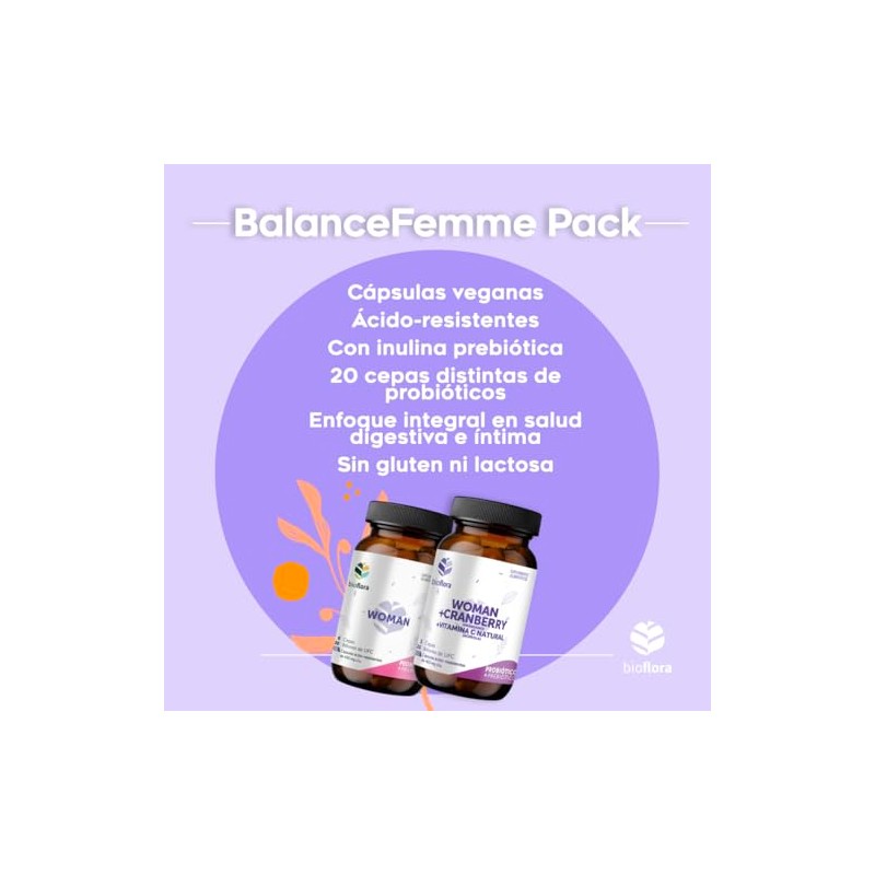 Probioticos Bioflora Pack Balance Femme Cápsulas Woman Cranberry Ácido Resistntes