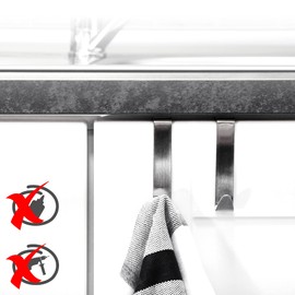 com-four® 4 x Stainless Steel Door Hooks, Clothes Hooks for the Outside of the Door, Coat Hooks for Cabinet Door and Room Door Outside, 7.5 cm (Pack of 04, Stainless Steel, Exterior)