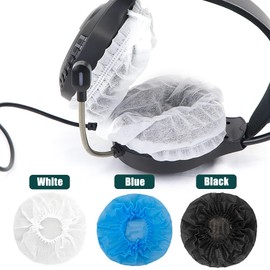 QeeFop Pack of 100 Headphones Protective Covers Disposable Headphones Cover for Headphones Ear Pads 8-13 cm (Black)