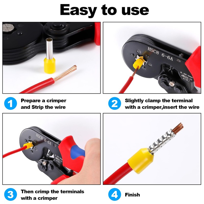 XHF 2100 PCS AWG 22/0.4mm²- AWG 10/6.0mm² Wire Ferrules Kit