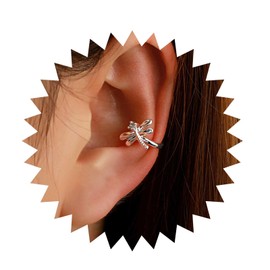 Andelaisi Boho Crystal Dragonfly Ear Cuff Earrings Vintage Dragonfly Cuff Clip On Earrings Silver Dragonfly Cuff Cartilage Earrings No Piercing Clip Earrings Jewelry for Women