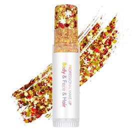 Face and Body Glitter Stick, Singer Concert Music Rave Festival Party Accessories Face Glitter for Women.(Gold &White& Red)