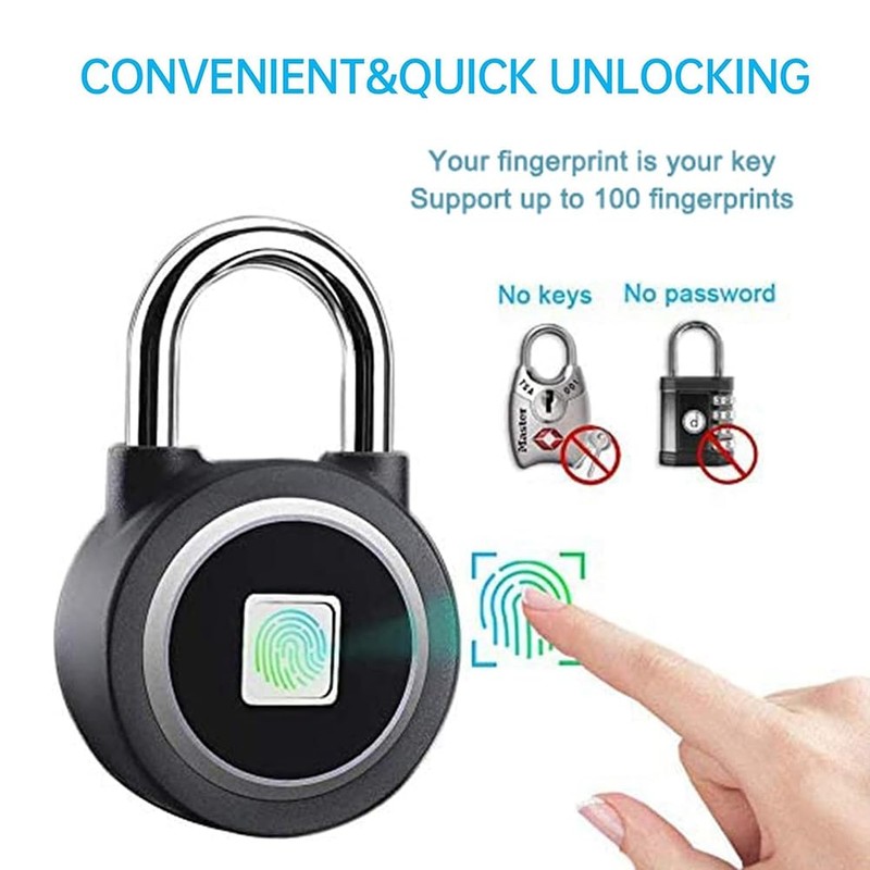 Snblzhef Fingerprint Padlock, Bluetooth Lock, Mobile APP, Smart Padlock with