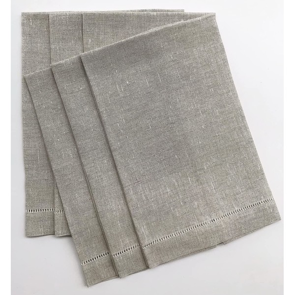 Minhcraft Natural Linen Hem Stitch Hand Towels - Set of