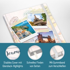 Häfft paper&you® Bullet Journal dotted A5 mit Gummiband Travel Memories 156 Seiten, Reise-Journal, Notizbuch gepunktet, Reisetagebuch - nachhaltig & klimafreundlich
