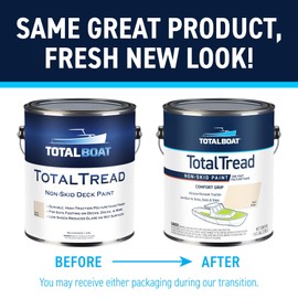 TotalBoat TotalTread Non-Skid Deck Paint, Marine-Grade Anti-Slip Traction Coating for Boats, Wood, Fiberglass, Aluminum, and Metals (Light Gray, Gallon)