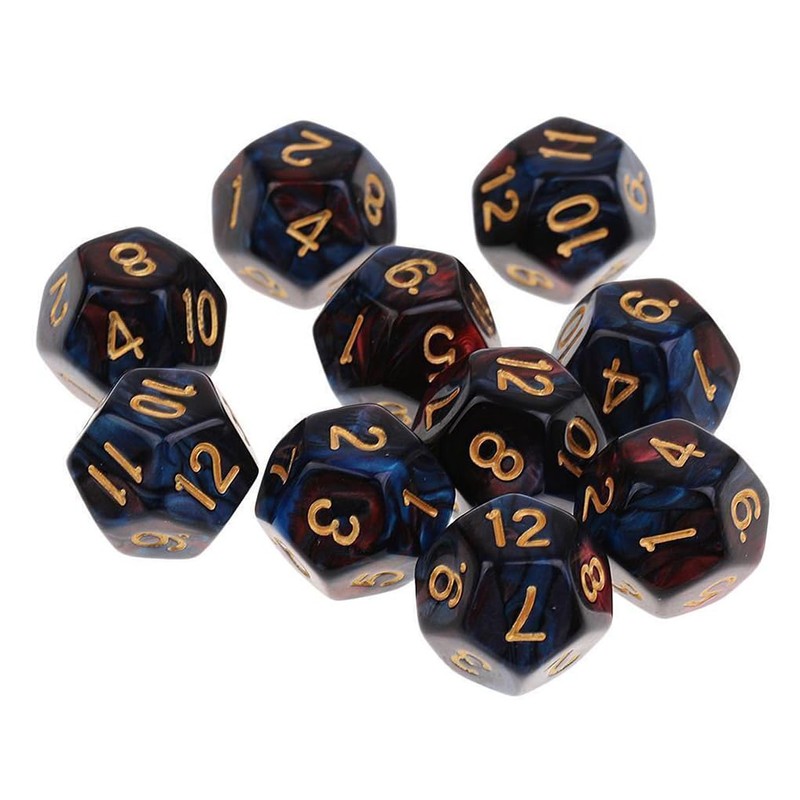 Yourandoll 10pcs Polyhedral Dice D12 Dice 12 Dice for Dungeons