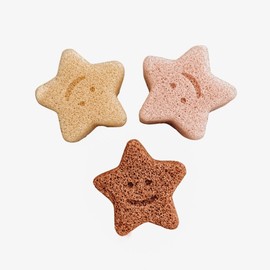 badesternchen Natural Konjac Sponge for Babies and Children in Star Shape Bath Sponge Bath Vegan Vegetable Brown Beige Pink 8 cm x 8 cm per Sponge when Dry