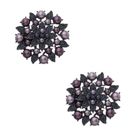 Ruihfas Fashion 2Pcs Stylish Removable Pearl Flower Shoe Clips Crystal Shoe Buckles for Wedding Party Prom (Gun Color)