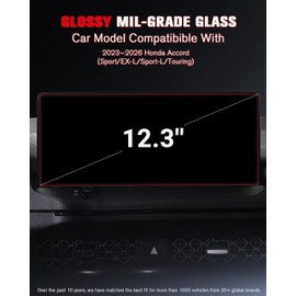 For 2023~2026 Honda Accord (Sport/EX-L/Sport-L/Touring) 12.3 Inch Glossy Screen Protector - [More Clear& Smooth] - Mil-Grade 9H+ Tempered Glass - Touchscreen *1