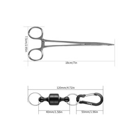 pullther Hook Remover Fishing Set, Stainless Steel Fishing Pliers Hook Remover, Curved Forceps Plier, Portable Hook Remover with Carabiner and Retractable Buckles, Fishing Accessories