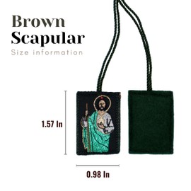 Scapular Of San Judas Tadeo Pack of 3 Saint Jude Catholic Necklace Brown Green Scapular Escapularios Catolicos (Our Lady of Guadalupe)