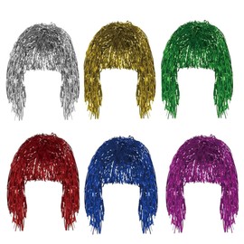 6PCS Hair Tinsel, Tinsel Wig, Party Wigs, for Fancy Dress Shiny Party Costume Cosplay Photo Props, Adult Male and Female Cosplay Headwear, Makeup Parties, Party Accessories (Multiple Colors)