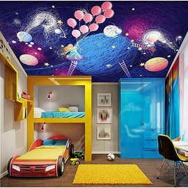 3D Colored Petals A1084 Ceiling Wall Paper Wall Print Decal AJ WALLPAPER | Self-Adhesive Large Ceiling Wallpaper AJ US Panda 23 Sep (Wovenpaper Need Glue, 【82”x58”】 208x146cm(WxH))