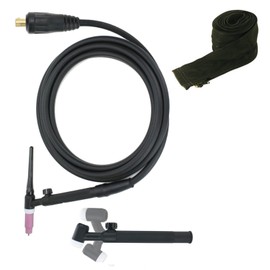 STARTECWELD TIG 17FV Series - 150 Amp Air Cooled TIG Torch Flexable Head & Gas Valve with 25FT Cable and Dinse 35-70 INLINE Gas Connector/Adaptor WP17FV-25R-IN