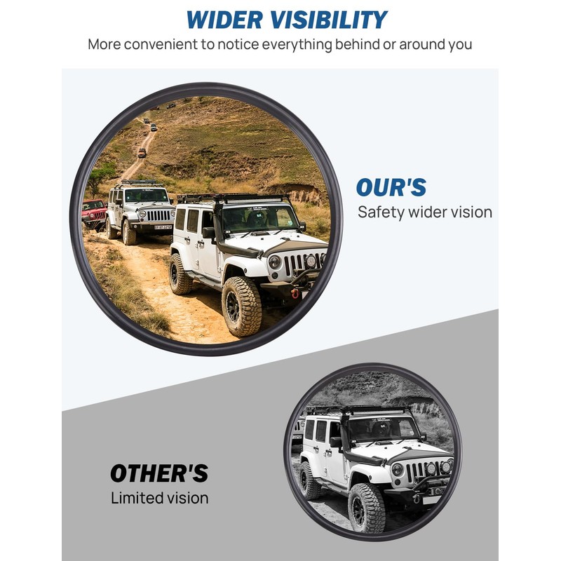 JOYTUTUS Upgraded Round Wrangler Mirrors Doors Off Compatible with Wrangler