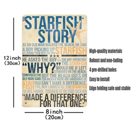 LQNMPPH The Starfish Story Inspirational Quote Vintage Metal Tin Sign Wall Decor Art 12x8 Inch