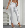 LBDLONGBIDA High Waist PU Leather Pants Stretch Skinny Disco Metallic
