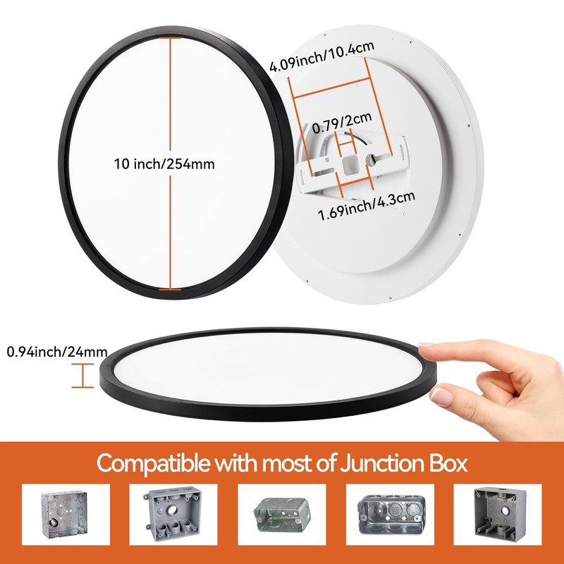 TALOYA 10 Inch Black LED Ceiling Light Fixture Flush Mount,