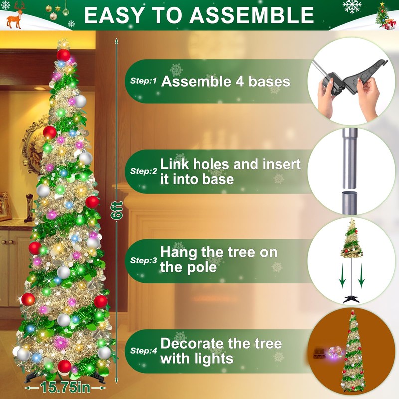 6 Ft Artificial Christmas Trees - Artificial Christmas Tree， Collapsible