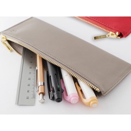 Slip-on Flat Pen Case OSL Leather Greige OSL-1802