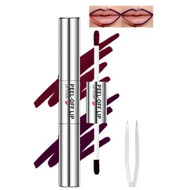 HOSAILY Lip Stain Peel Off, Dual-Ended Long Lasting Matte Peel Off Lip Stain Liner Waterproof&Smudge-Proof Lips Gloss Liner, 2 in 1 Non-Stick Cup Nude Liquid Lipstick for Women Makeup1#