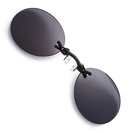 PLOPLO Retro Round Clip On Nose glasses Matrix Morpheus Movie rimless sunglasses men (Gray)