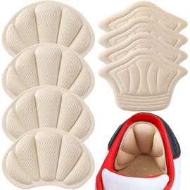 Heel Cushion Pads, Adhesive Back of Heel Grips Inserts for Boots, Too Big Loose Shoes, Reusable Heel Guards Liners for Women Men, Improve Shoe Fit, 4PCS-Beige+4PCS-Beige-B