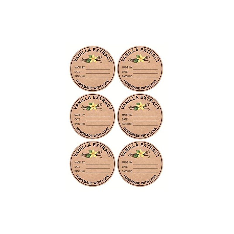 Vanilla Extract Sticker,2 inch 300pcs Round Vanilla Extract Sticker for