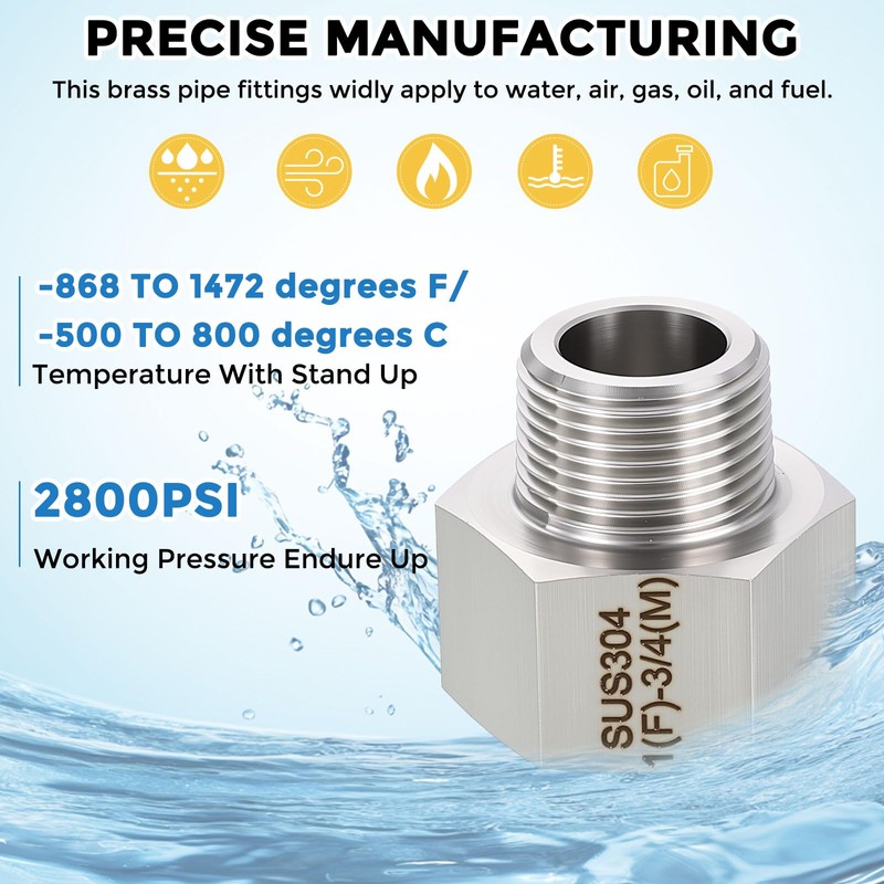 Kozelo Pack of 1, 3/4" Male NPT to 1/2" FeMale