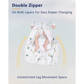 CocoCradle Baby Sleep Sacks Buttery Soft Swaddle Wearable Blanket for Toddlers' Sleeping Bags, 2-Way Safe Zippers 0.5TOG for Babies | S