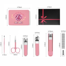TTJHGYQO 6-Piece Nail Clipper Set with Nail File, Tweezers and ingrown toenail Removal kit Travel Nail kit for Men and Women (Shimmer Pink)